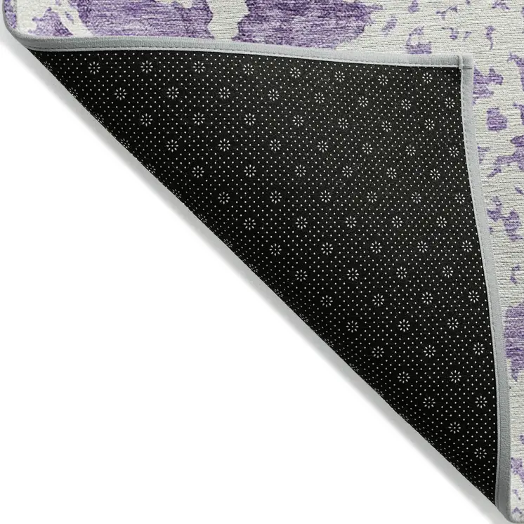 10' X 14' Lilac And Ivory Abstract Washable Indoor Outdoor Area Rug