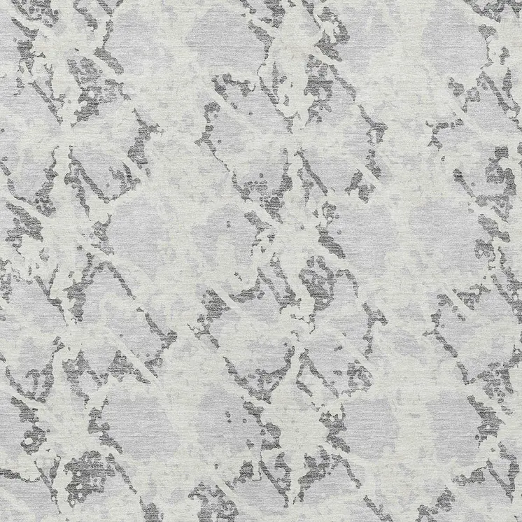 8' X 10' Silver And Ivory Abstract Washable Indoor Outdoor Area Rug