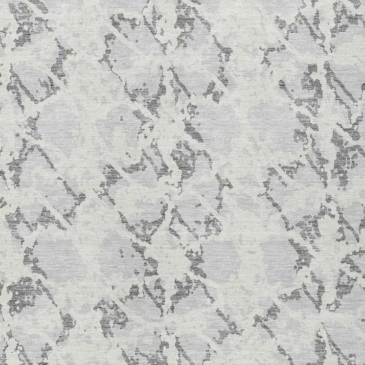 9' X 12' Silver And Ivory Abstract Washable Indoor Outdoor Area Rug