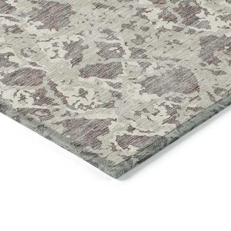 3' X 5' Taupe And Ivory Abstract Washable Indoor Outdoor Area Rug
