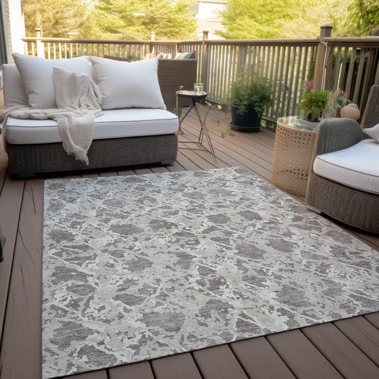 3' X 5' Taupe And Ivory Abstract Washable Indoor Outdoor Area Rug