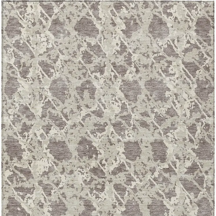 10' X 14' Taupe And Ivory Abstract Washable Indoor Outdoor Area Rug