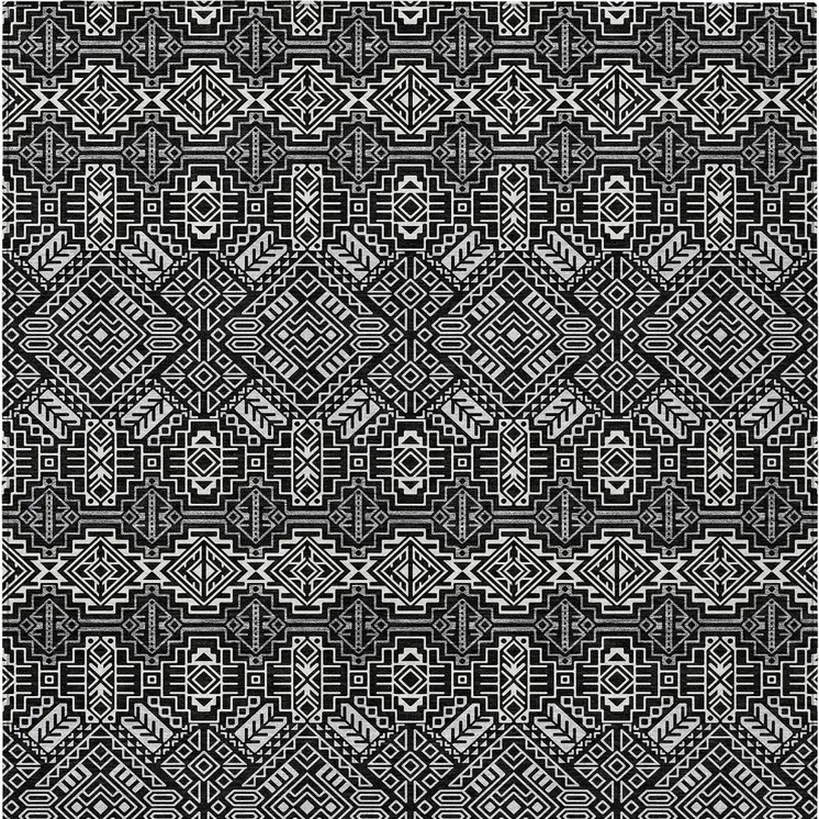 3' X 5' Black And Ivory Tribal Washable Indoor Outdoor Area Rug