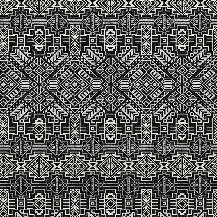 10' X 14' Black And Ivory Tribal Washable Indoor Outdoor Area Rug