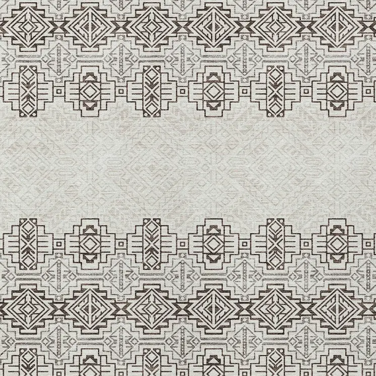 8' X 10' Chocolate And Ivory Tribal Washable Indoor Outdoor Area Rug