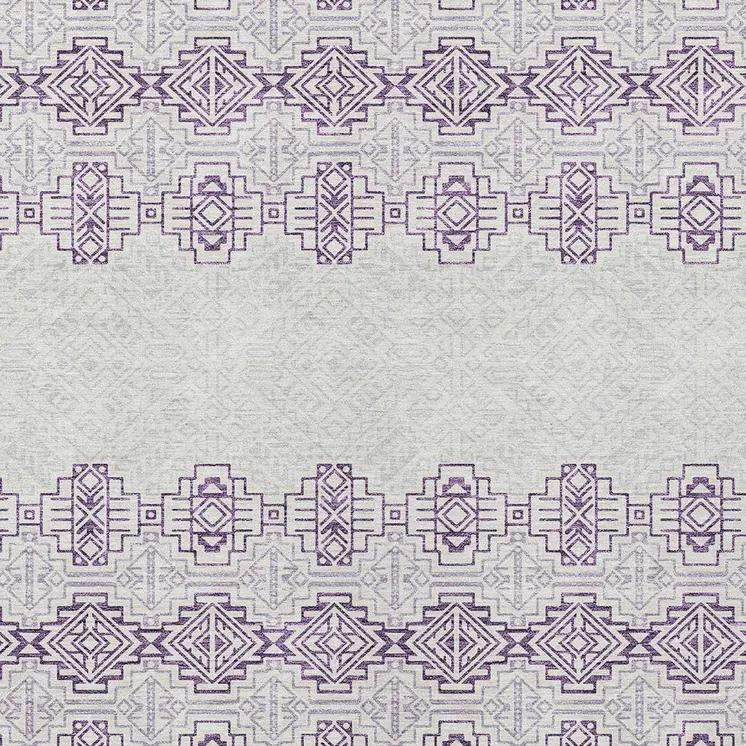 3' X 5' Purple And Ivory Tribal Washable Indoor Outdoor Area Rug