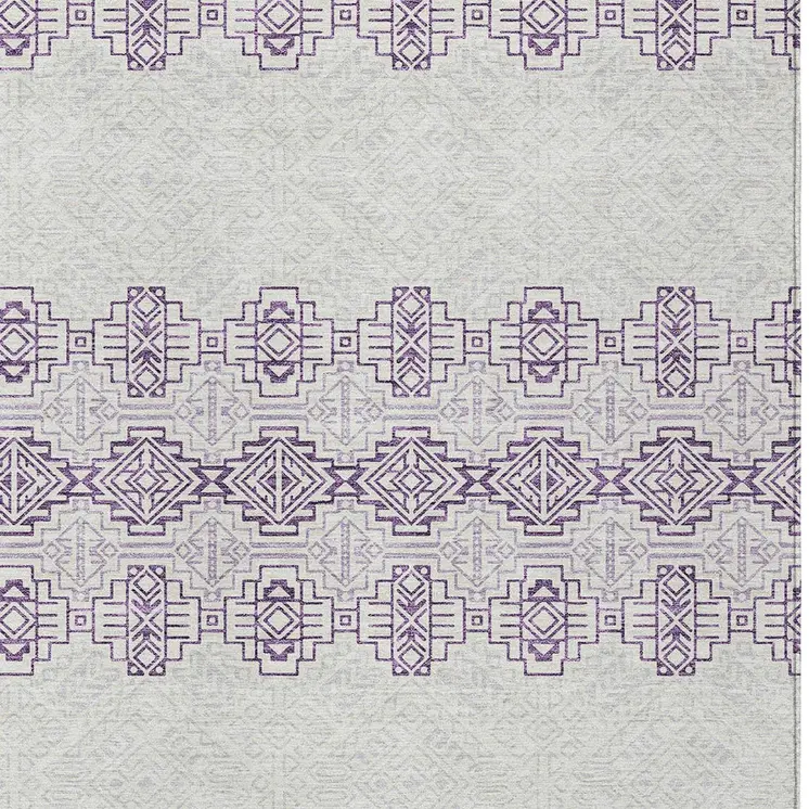 5' X 8' Purple And Ivory Tribal Washable Indoor Outdoor Area Rug