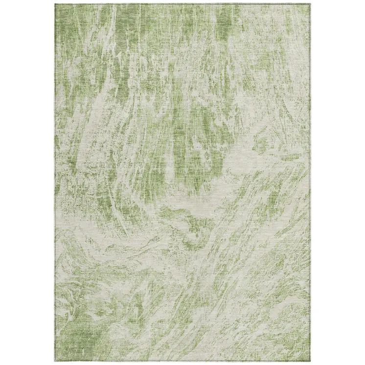 5' X 8' Sage And Ivory Abstract Washable Indoor Outdoor Area Rug
