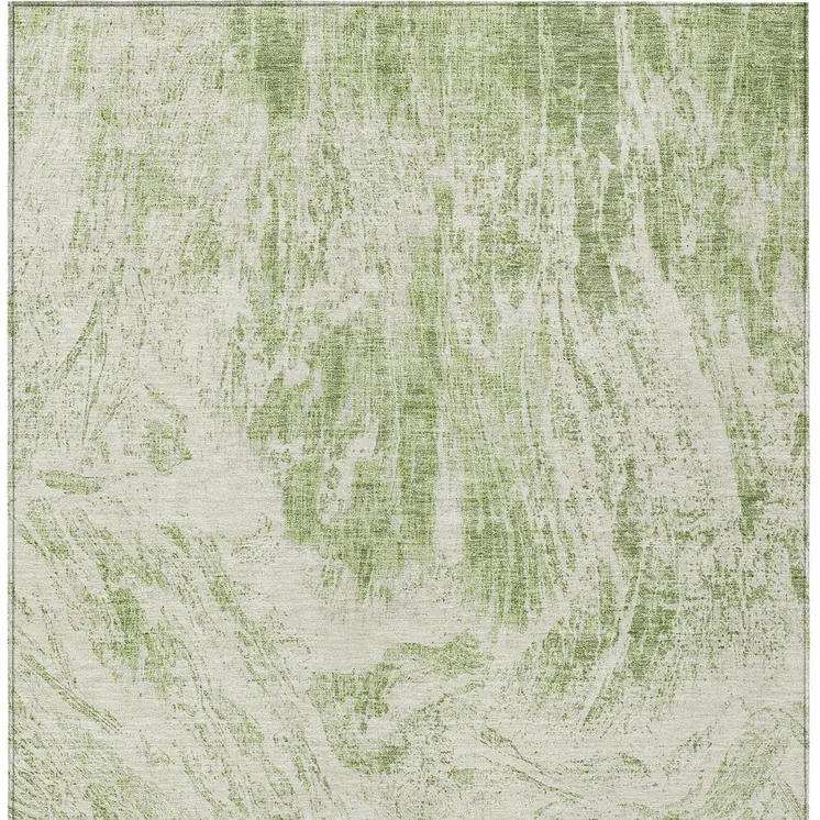 9' X 12' Sage And Ivory Abstract Washable Indoor Outdoor Area Rug