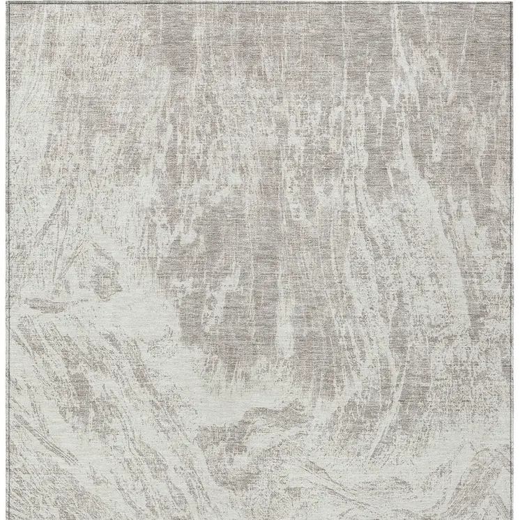 3' X 5' Beige And Ivory Abstract Washable Indoor Outdoor Area Rug