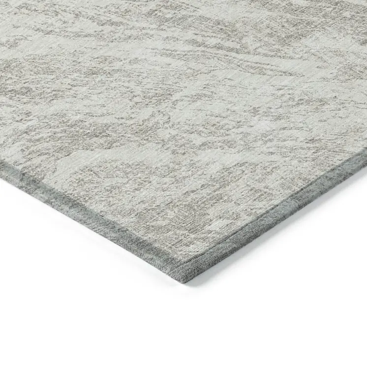 3' X 5' Beige And Ivory Abstract Washable Indoor Outdoor Area Rug