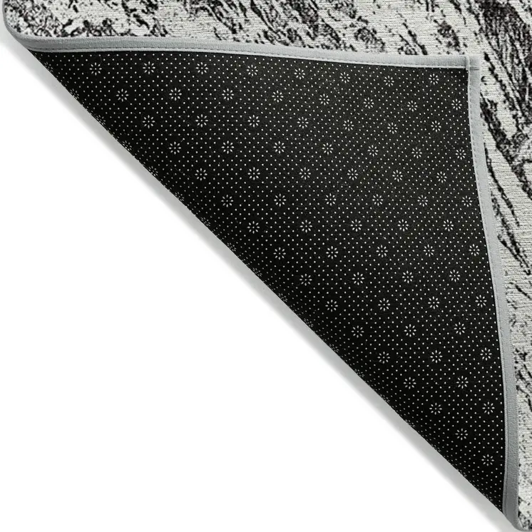 10' X 14' Black And Ivory Abstract Washable Indoor Outdoor Area Rug