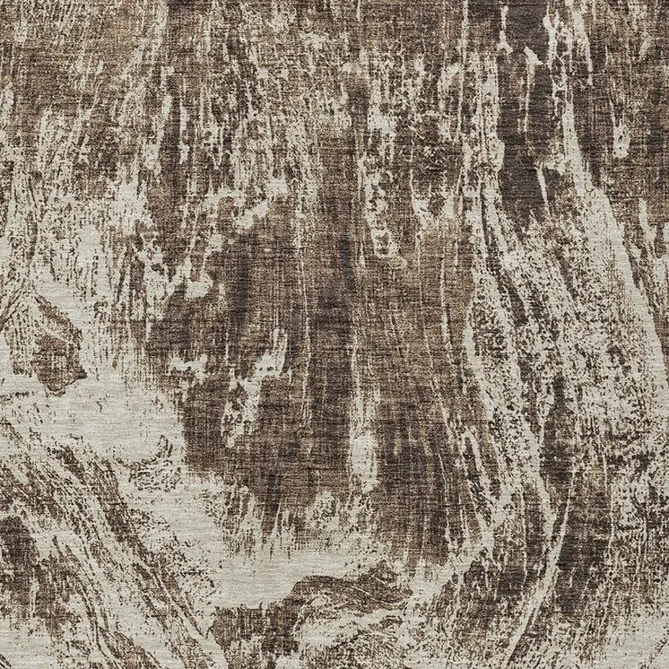 8' X 10' Brown And Ivory Abstract Washable Indoor Outdoor Area Rug