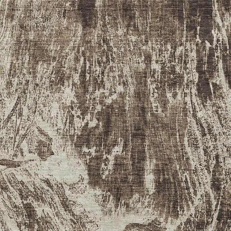 10' X 14' Brown And Ivory Abstract Washable Indoor Outdoor Area Rug