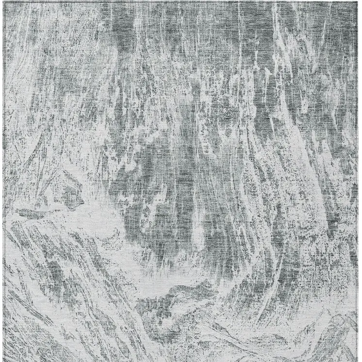 10' X 14' Gray And Ivory Abstract Washable Indoor Outdoor Area Rug