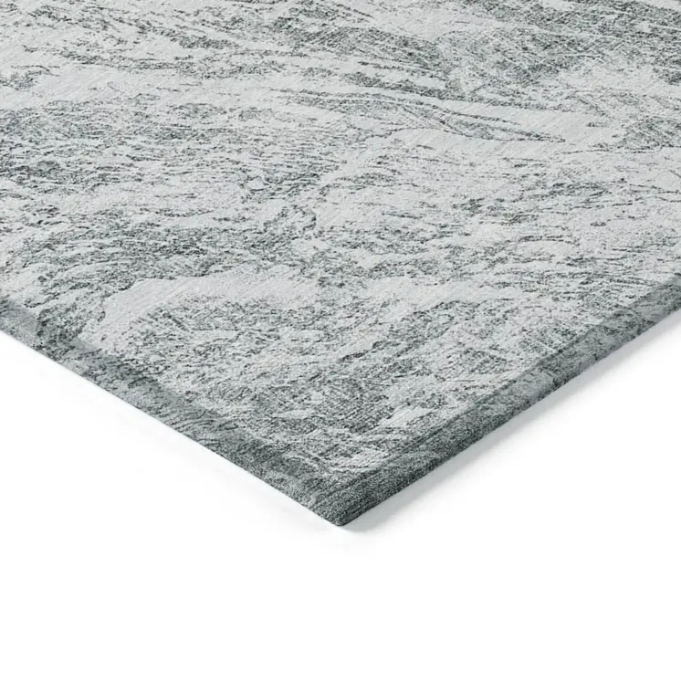 10' X 14' Gray And Ivory Abstract Washable Indoor Outdoor Area Rug