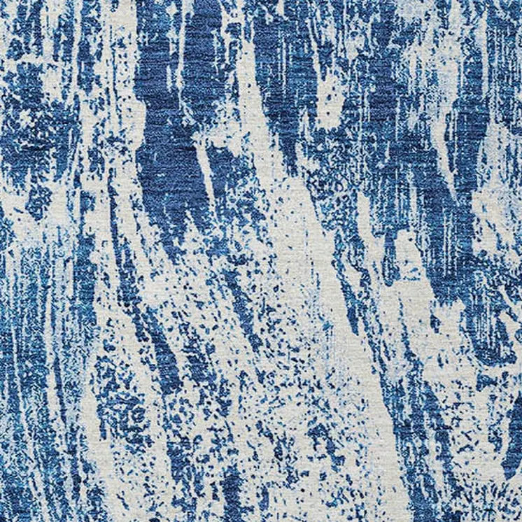 5' X 8' Navy Blue And Ivory Abstract Washable Indoor Outdoor Area Rug