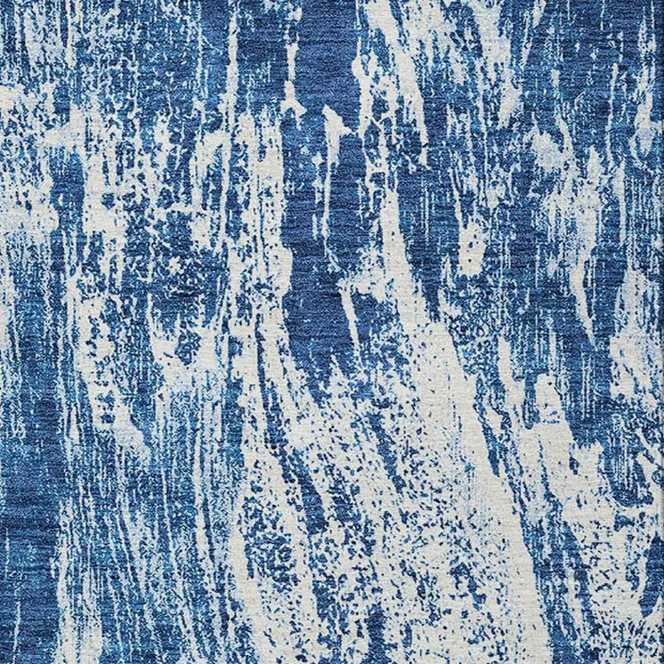 10' X 14' Navy Blue And Ivory Abstract Washable Indoor Outdoor Area Rug