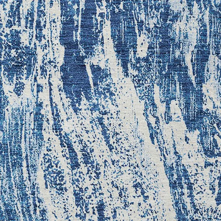 10' X 14' Navy Blue And Ivory Abstract Washable Indoor Outdoor Area Rug