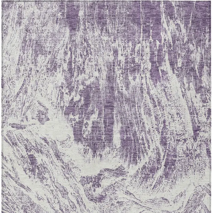 5' X 8' Purple And Ivory Abstract Washable Indoor Outdoor Area Rug