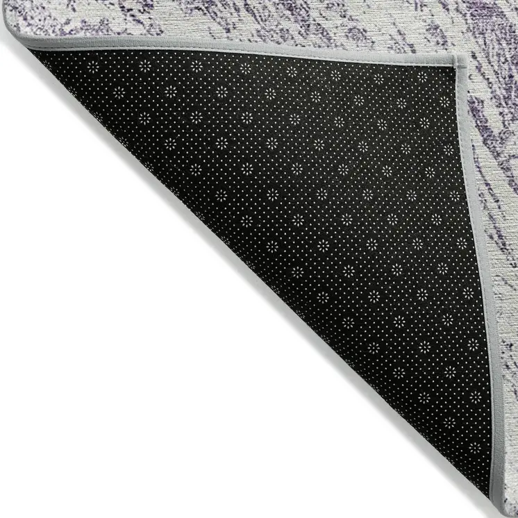 5' X 8' Purple And Ivory Abstract Washable Indoor Outdoor Area Rug
