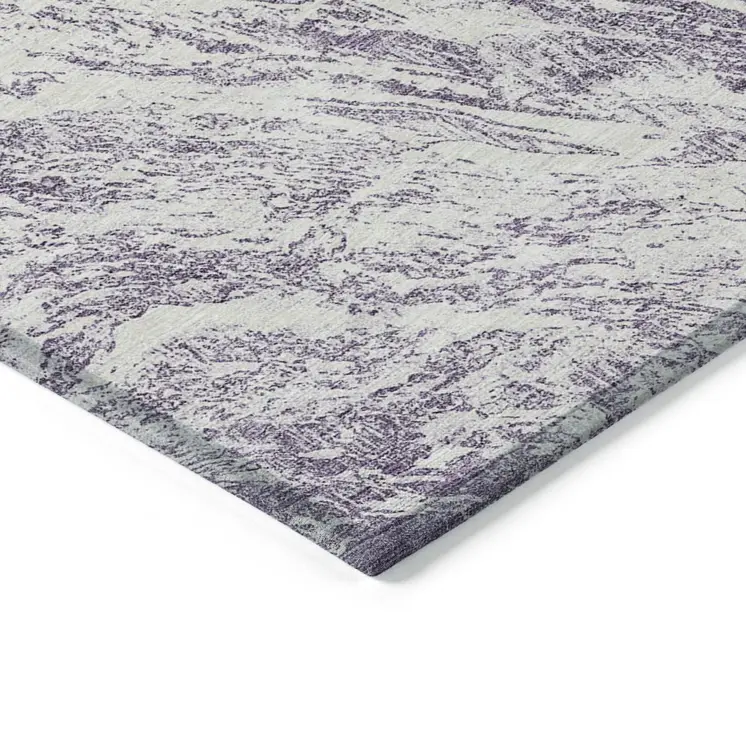 5' X 8' Purple And Ivory Abstract Washable Indoor Outdoor Area Rug