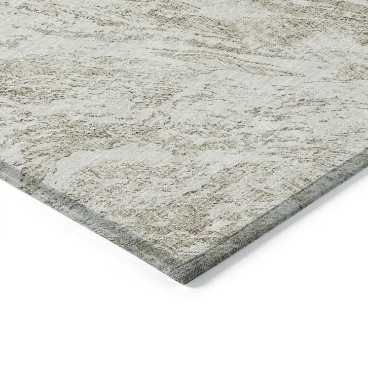 3' X 5' Taupe And Ivory Abstract Washable Indoor Outdoor Area Rug