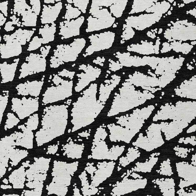 5' X 8' Black And Ivory Abstract Washable Indoor Outdoor Area Rug