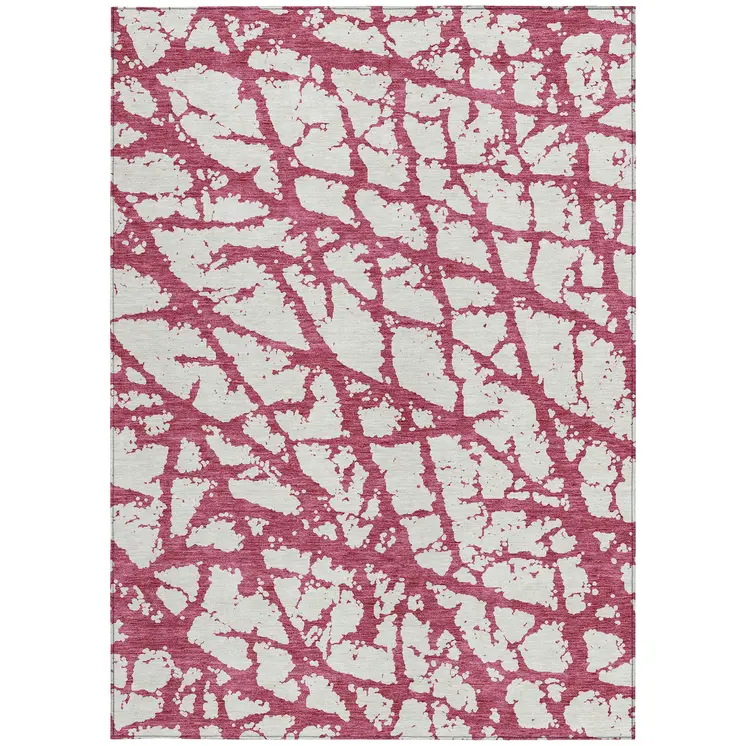 5' X 8' Blush And Ivory Abstract Washable Indoor Outdoor Area Rug