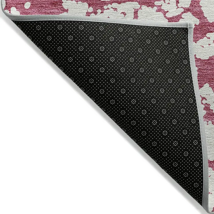 5' X 8' Blush And Ivory Abstract Washable Indoor Outdoor Area Rug