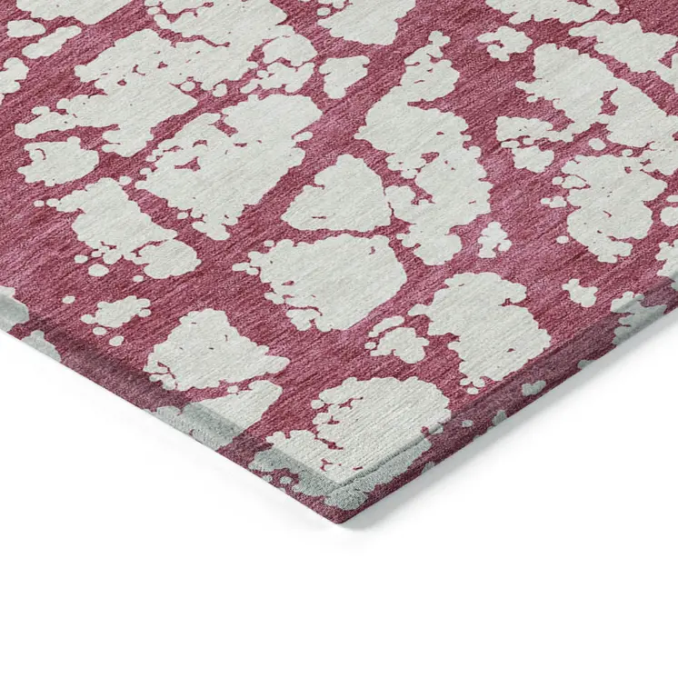 5' X 8' Blush And Ivory Abstract Washable Indoor Outdoor Area Rug