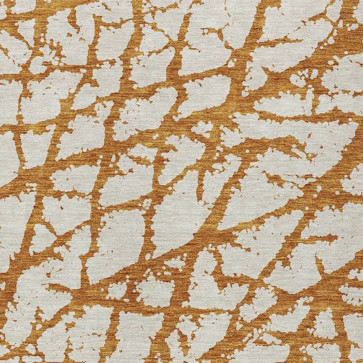 3' X 5' Copper And Ivory Abstract Washable Indoor Outdoor Area Rug