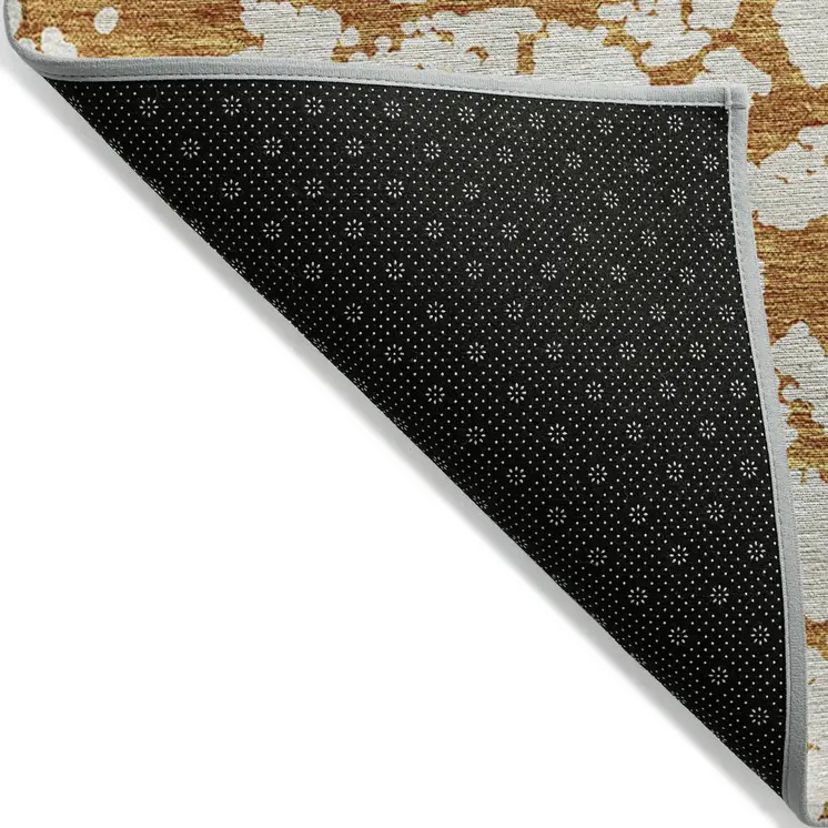 10' X 14' Copper And Ivory Abstract Washable Indoor Outdoor Area Rug