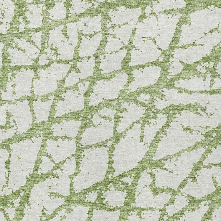 3' X 5' Green And Ivory Abstract Washable Indoor Outdoor Area Rug