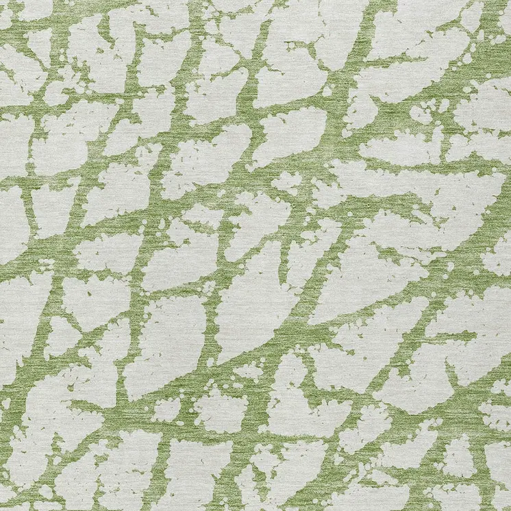 5' X 8' Green And Ivory Abstract Washable Indoor Outdoor Area Rug