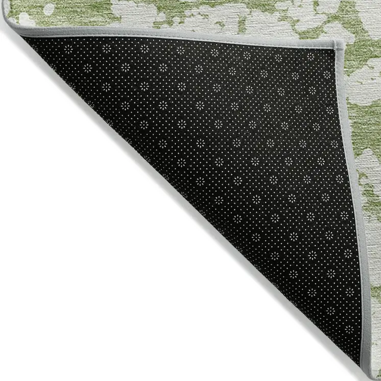 8' X 10' Green And Ivory Abstract Washable Indoor Outdoor Area Rug