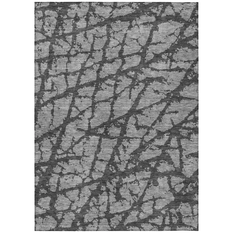 3' X 5' Gray And Charcoal Abstract Washable Indoor Outdoor Area Rug