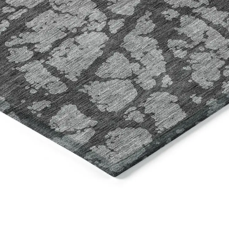 3' X 5' Gray And Charcoal Abstract Washable Indoor Outdoor Area Rug
