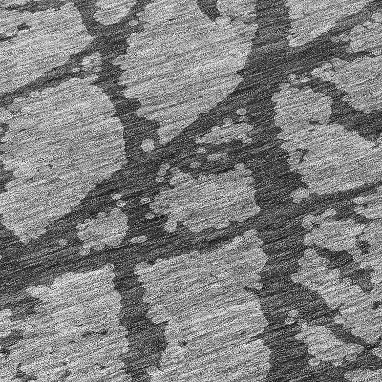 8' Gray And Charcoal Round Abstract Washable Indoor Outdoor Area Rug