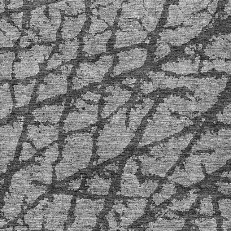 8' X 10' Gray And Charcoal Abstract Washable Indoor Outdoor Area Rug