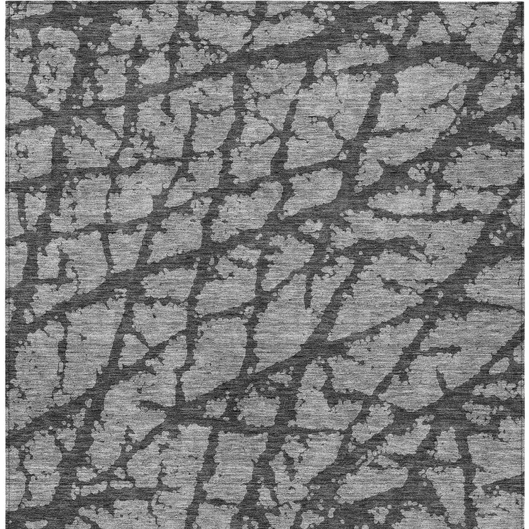 10' X 14' Gray And Charcoal Abstract Washable Indoor Outdoor Area Rug
