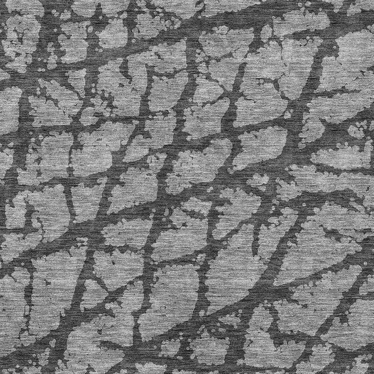 10' X 14' Gray And Charcoal Abstract Washable Indoor Outdoor Area Rug