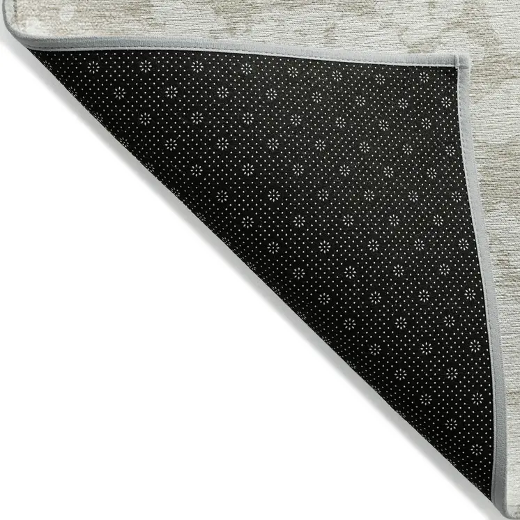 3' X 5' Ivory And Beige Abstract Washable Indoor Outdoor Area Rug