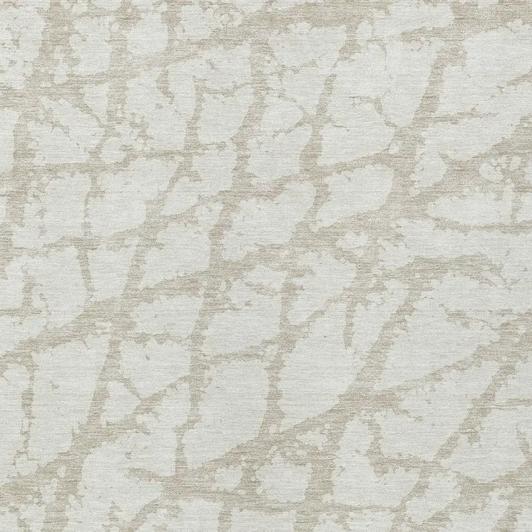 3' X 5' Ivory And Beige Abstract Washable Indoor Outdoor Area Rug