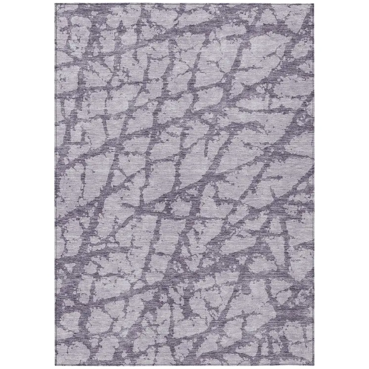 5' X 8' Lavender And Purple Abstract Washable Indoor Outdoor Area Rug