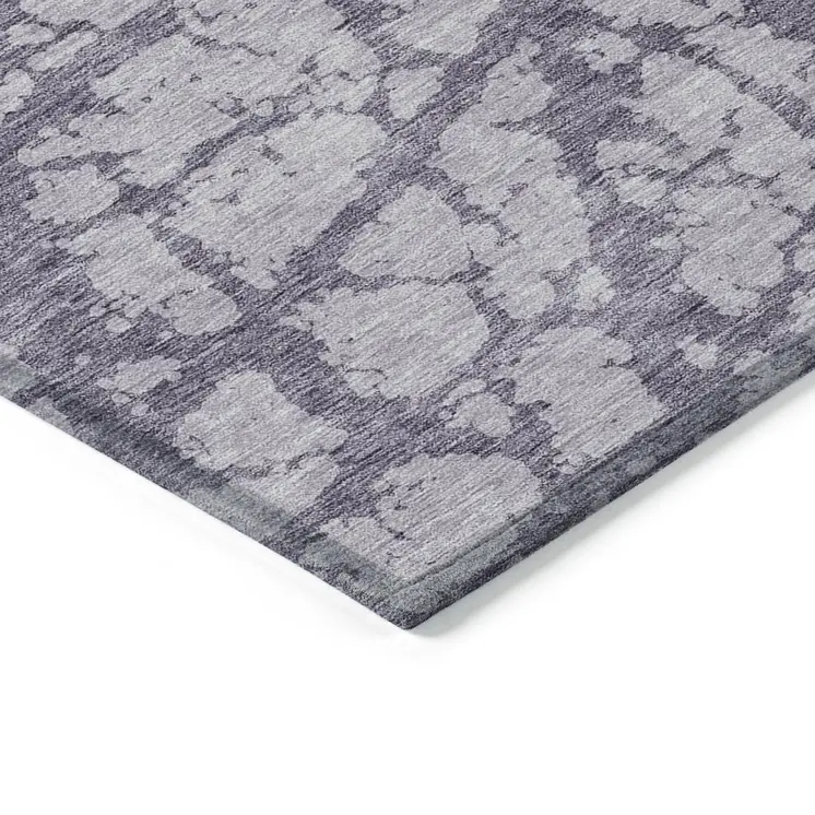 5' X 8' Lavender And Purple Abstract Washable Indoor Outdoor Area Rug