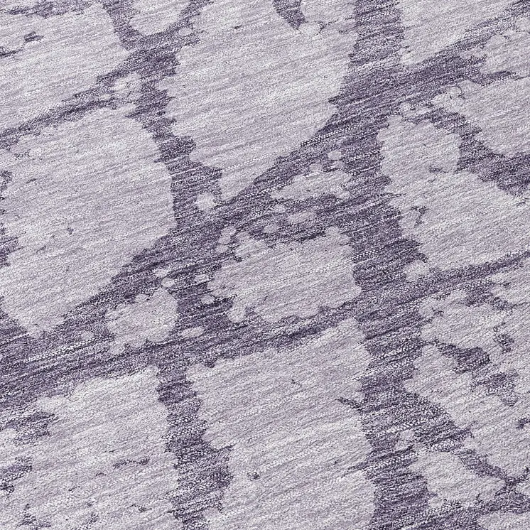 8' Lavender And Purple Round Abstract Washable Indoor Outdoor Area Rug