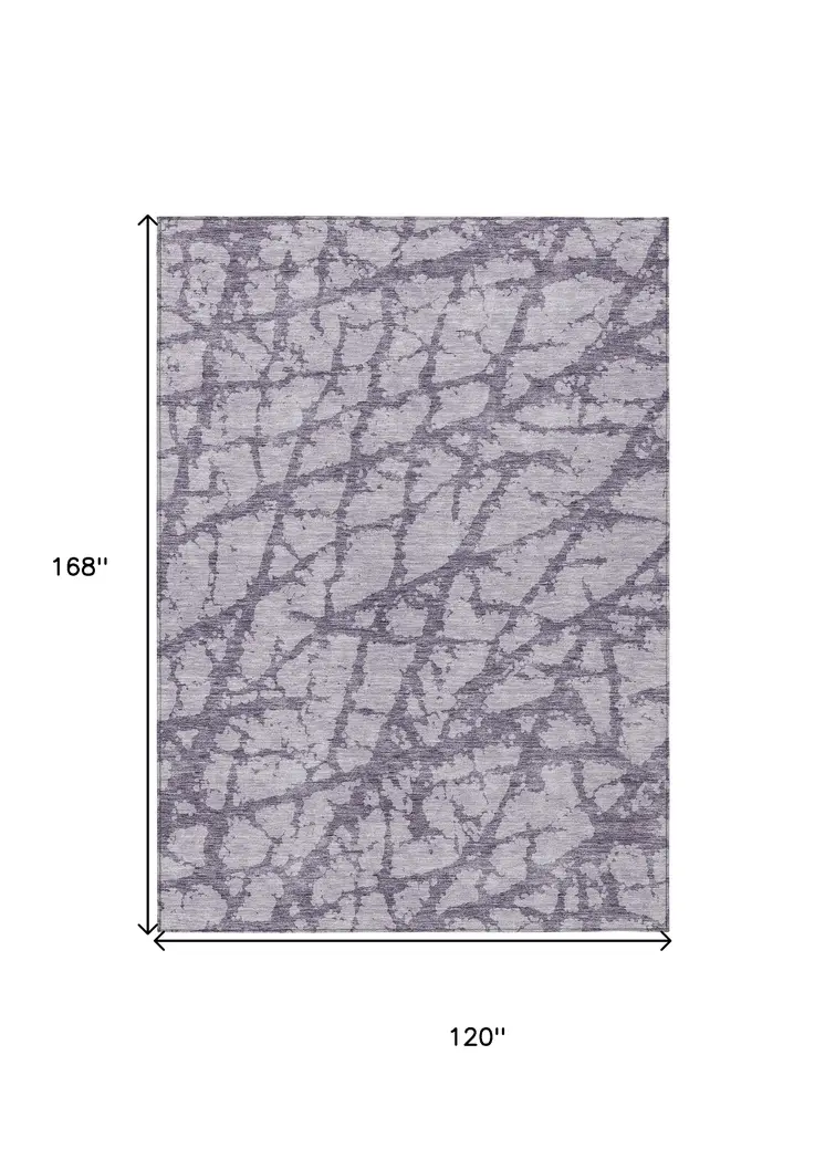 10' X 14' Lavender And Purple Abstract Washable Indoor Outdoor Area Rug