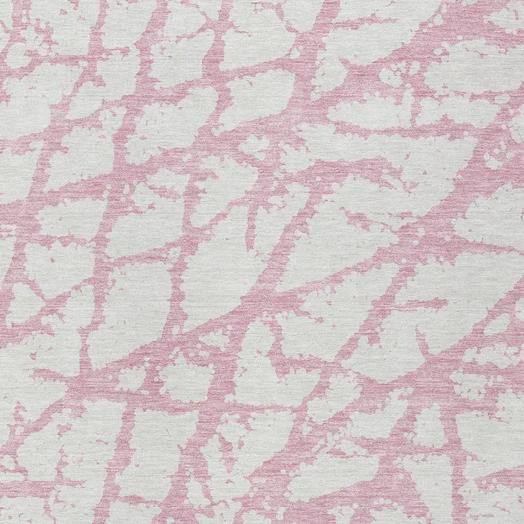 3' X 5' Pink And Ivory Abstract Washable Indoor Outdoor Area Rug