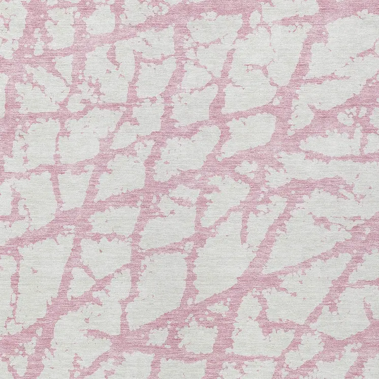8' X 10' Pink And Ivory Abstract Washable Indoor Outdoor Area Rug